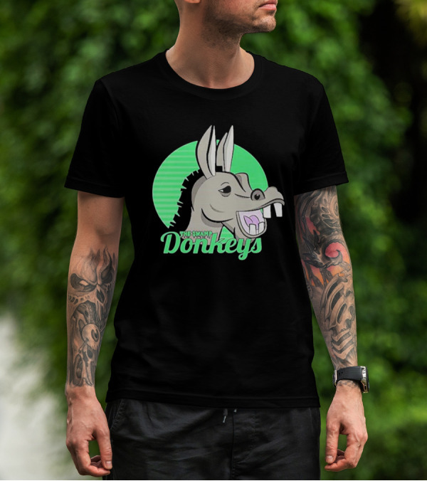 The Swamp Donkeys Green Logo Icon With Donkey Face T-Shirt