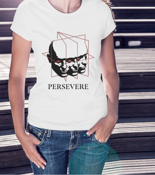 Persevere Triple Head Red Eyes Geometric Box T-Shirt