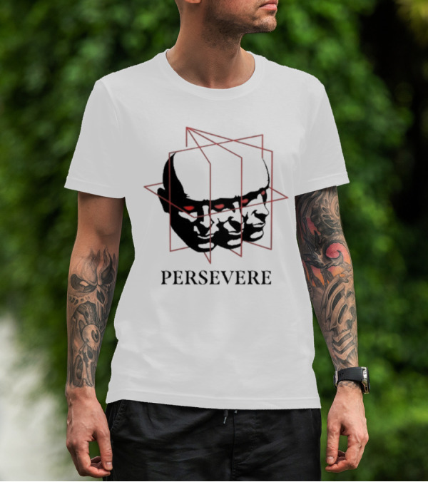 Persevere Triple Head Red Eyes Geometric Box T-Shirt