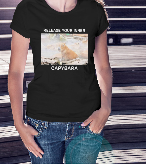 Gaijin Mommy Relaxation Vibes Release Your Inner Capybara Hot Springs T-Shirt