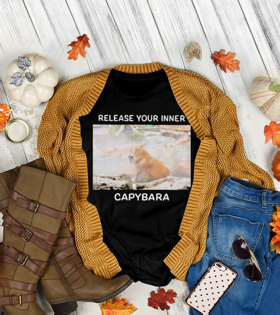 Gaijin Mommy Relaxation Vibes Release Your Inner Capybara Hot Springs T-Shirt