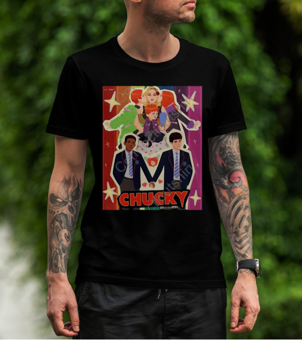Chucky Pride Rainbow Characters Holding Hands Nbcu T-Shirt