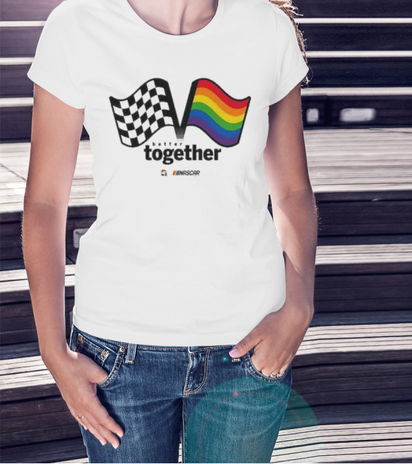 NASCAR Better Together Checkered Flag Pride Rainbow T-Shirt