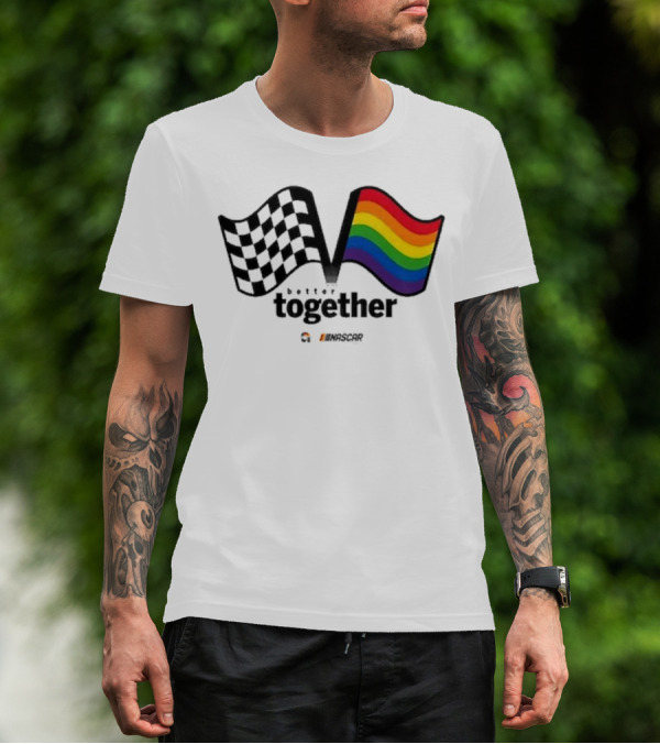 NASCAR Better Together Checkered Flag Pride Rainbow T-Shirt