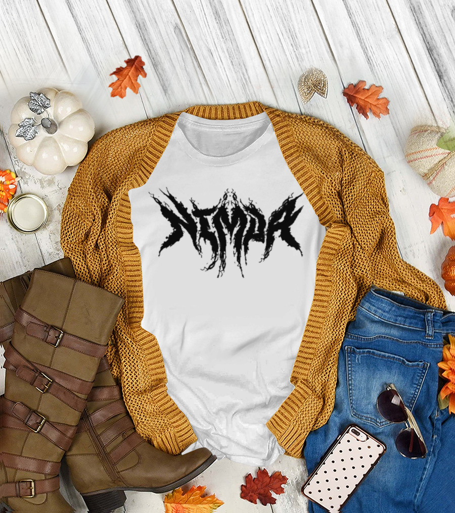 Nimda Logo Graphic with Dark Gothic Text T-Shirt