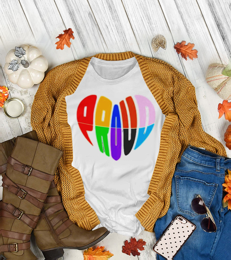 Proud Progress Heart Rainbow Colors T-Shirt