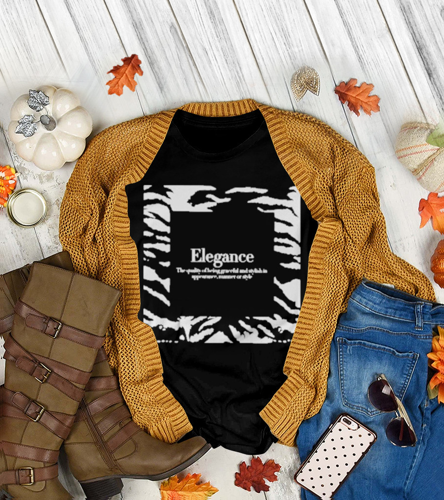 Elegance The Quality Of Being Graceful And Stylish In Appearance Manner Or Style Zebra Stripe Border T-Shirt