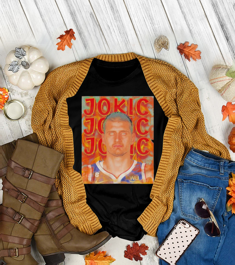 Jokic Fire Flames Photo Basketball T-Shirt