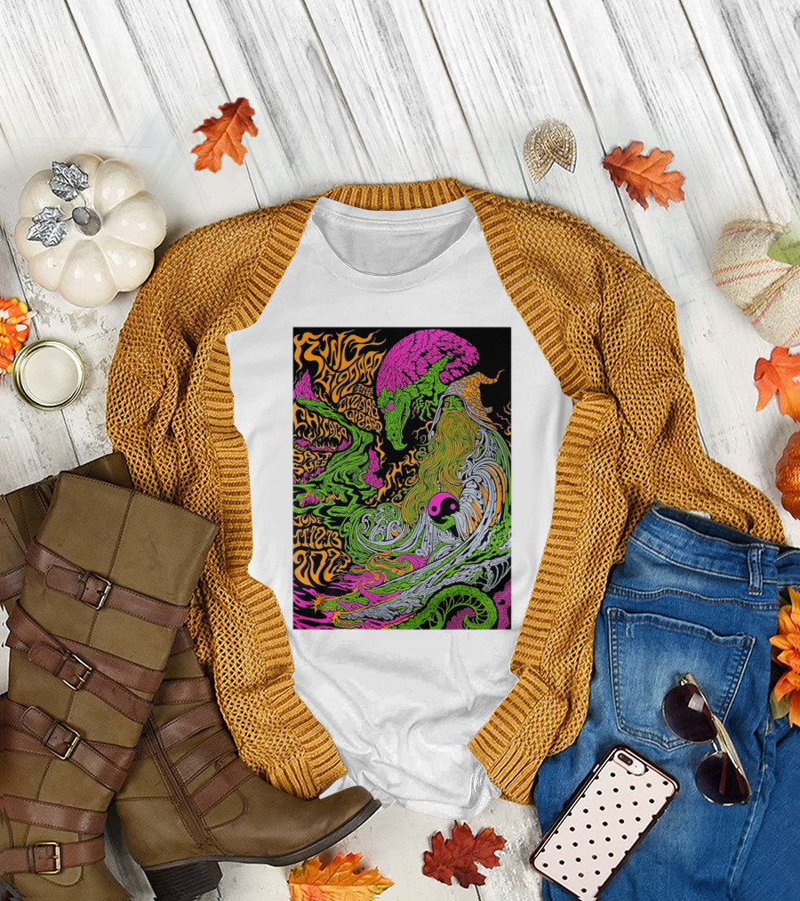 King Gizzard and The Lizard Wizard Chicago August 30 Salt Shed Vibrant Psychedelic Creature T-Shirt