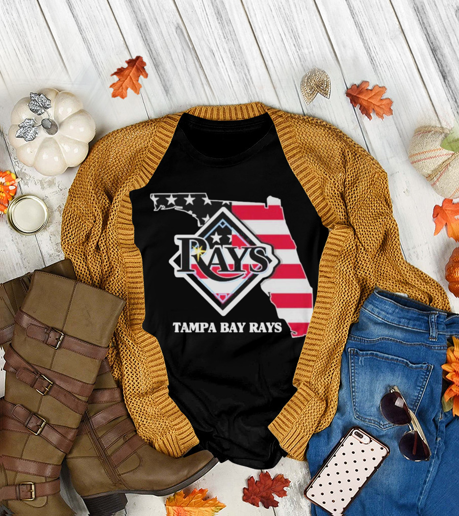 Tampa Bay Rays Florida American Flag Map T-Shirt