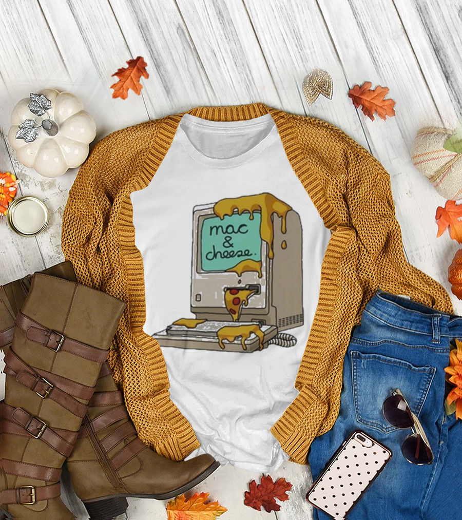 Mac and Cheese Melting Over Retro Computer T-Shirt