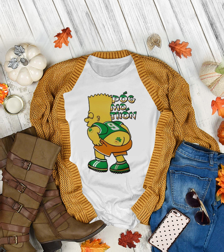 Póg Mo Thón Bart Irish Shamrock Tattoo Football Green Orange 9 T-Shirt