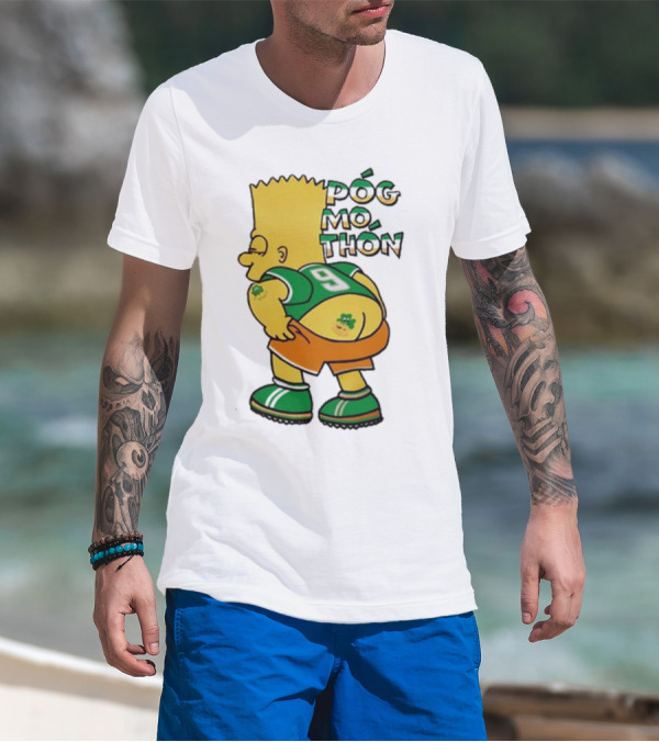 Póg Mo Thón Bart Irish Shamrock Tattoo Football Green Orange 9 T-Shirt