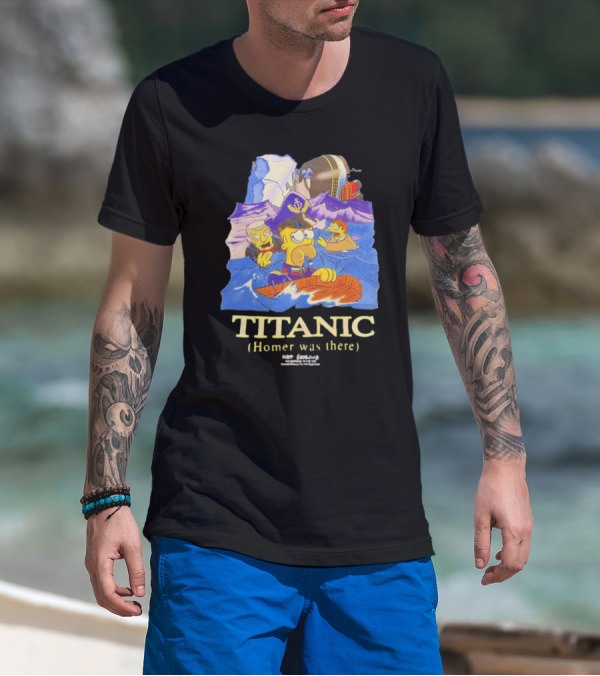 The Simpsons Titanic Homer Was There Matt Groening Ocean Scene T-Shirt