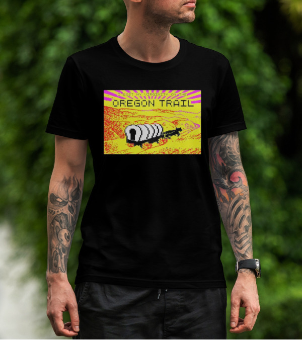 I Lost My Virginity On The Oregon Trail Retro Pixel Art Covered Wagon 80s T-Shirt