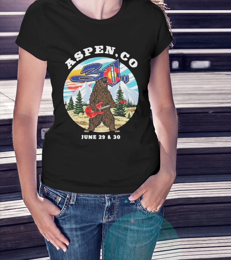 Aspen CO 311 Bear With Guitar June 29 And 30 T-Shirt
