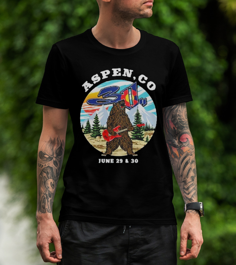 Aspen CO 311 Bear With Guitar June 29 And 30 T-Shirt