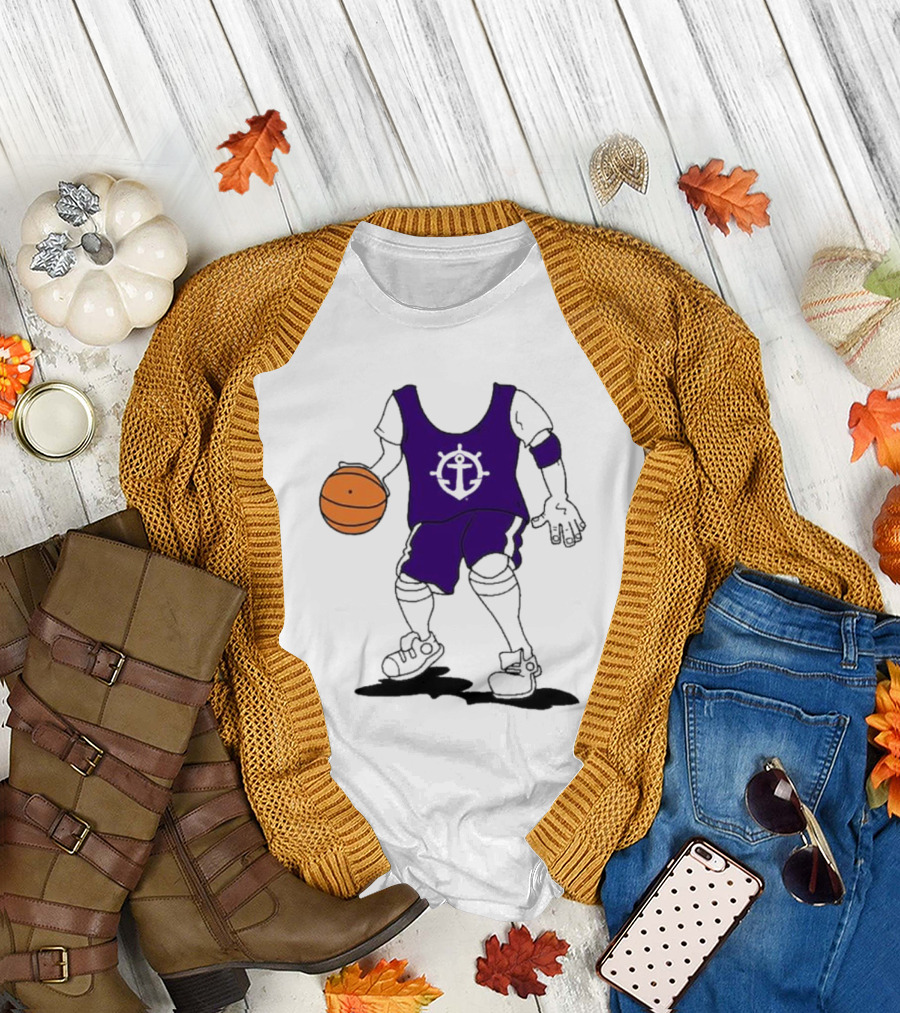 University of Portland Basketball Player Purple Team T-Shirt