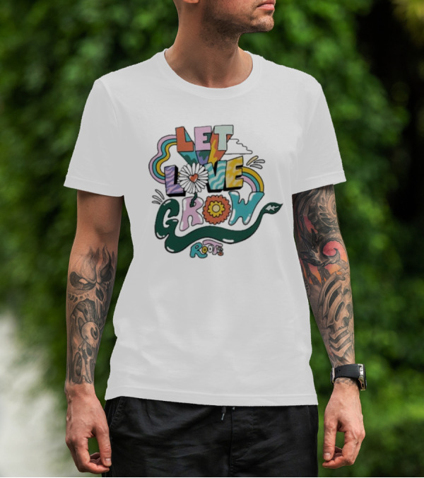 Roots Let Love Grow Pride Rainbow Blossoms T-Shirt