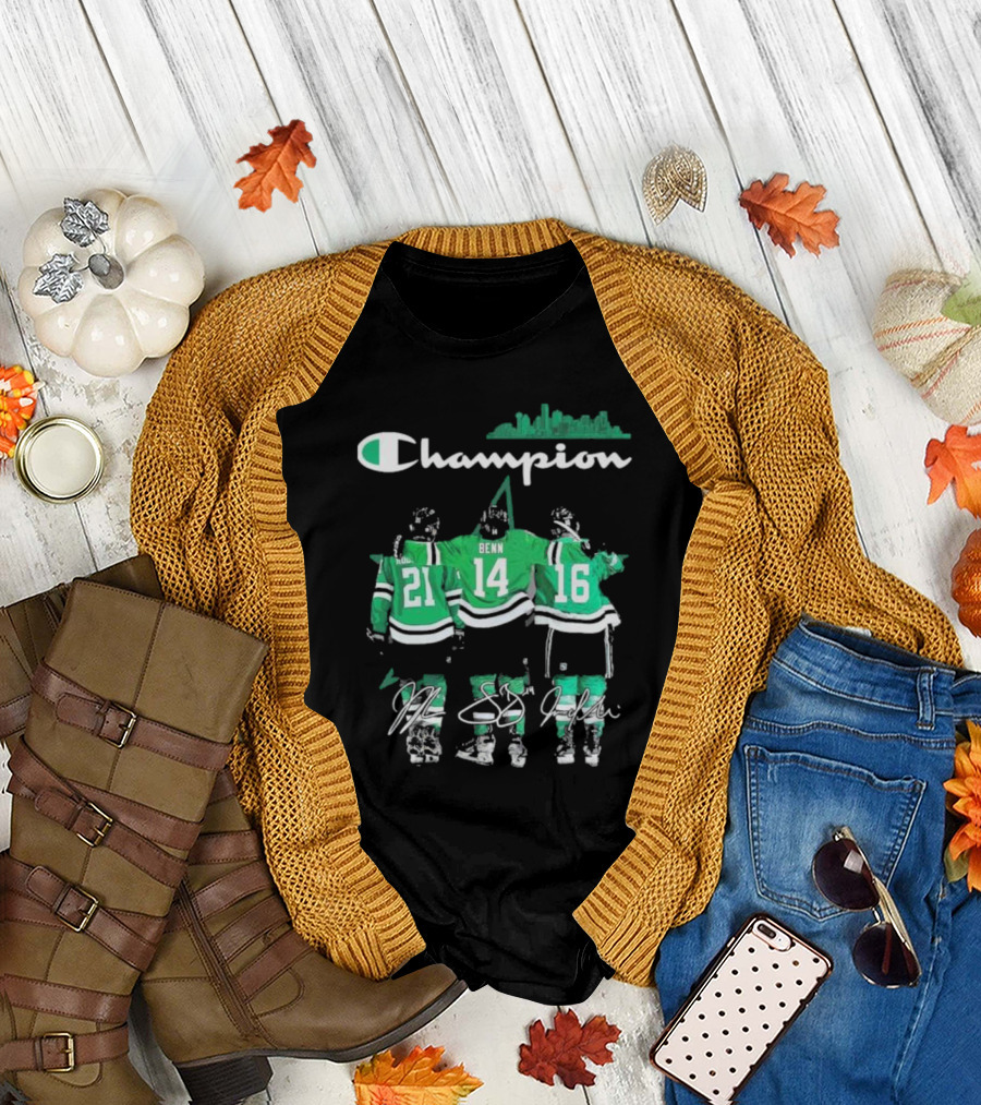 Dallas Stars Hockey Robertson Benn Heiskanen Champion T-Shirt