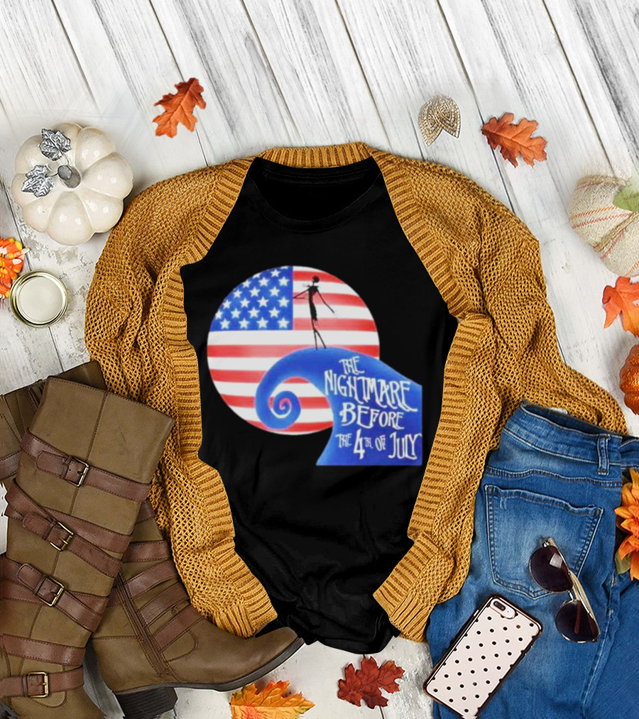 The Nightmare Before the 4th of July American Flag Spiral T-Shirt
