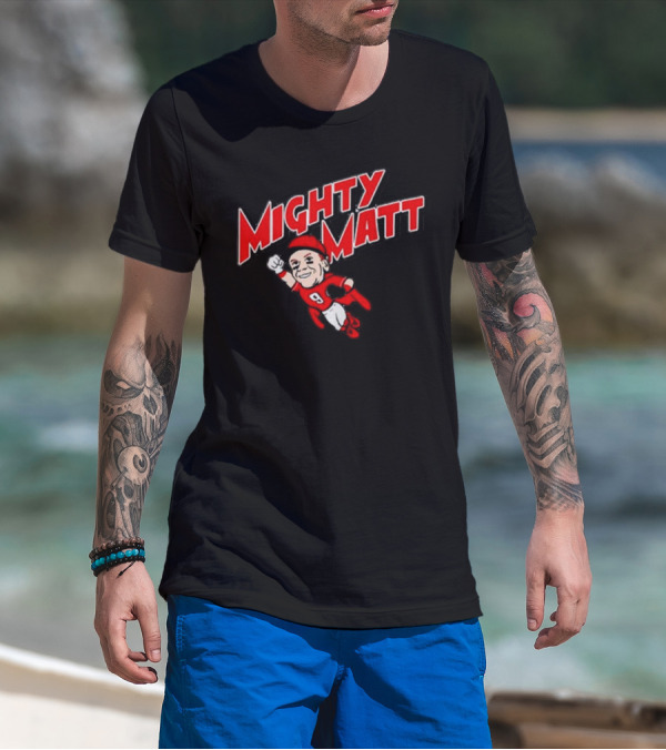 Mighty Matt Football Hero In Red And White Gear T-Shirt