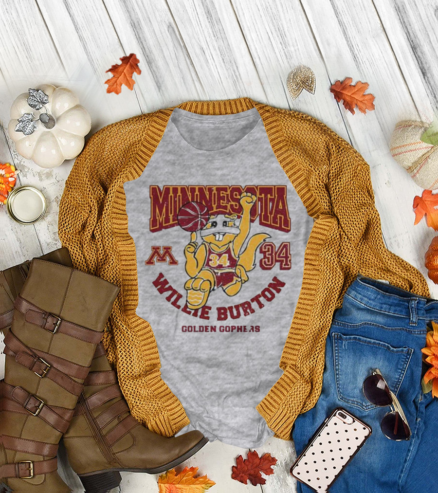 Minnesota 34 Willie Burton Golden Gophers Basketball T-Shirt