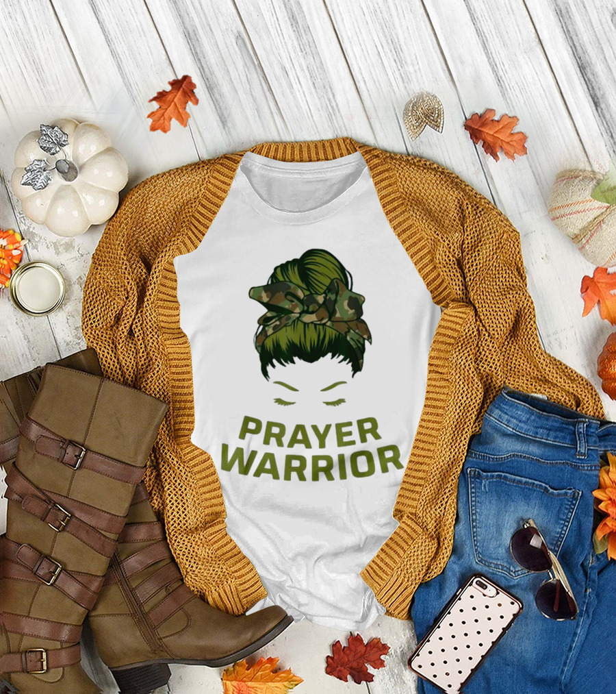 Prayer Warrior Camo Faith God Jesus Christian Women T-Shirt