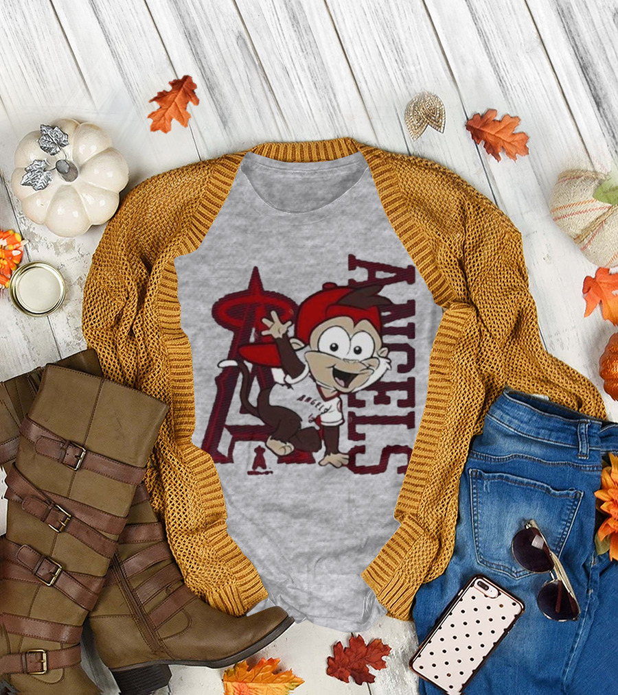 Los Angeles Angels Infant Mascot 2.0 Cheerful Cartoon Character with Iconic Logo and Text 'Angels' T-Shirt