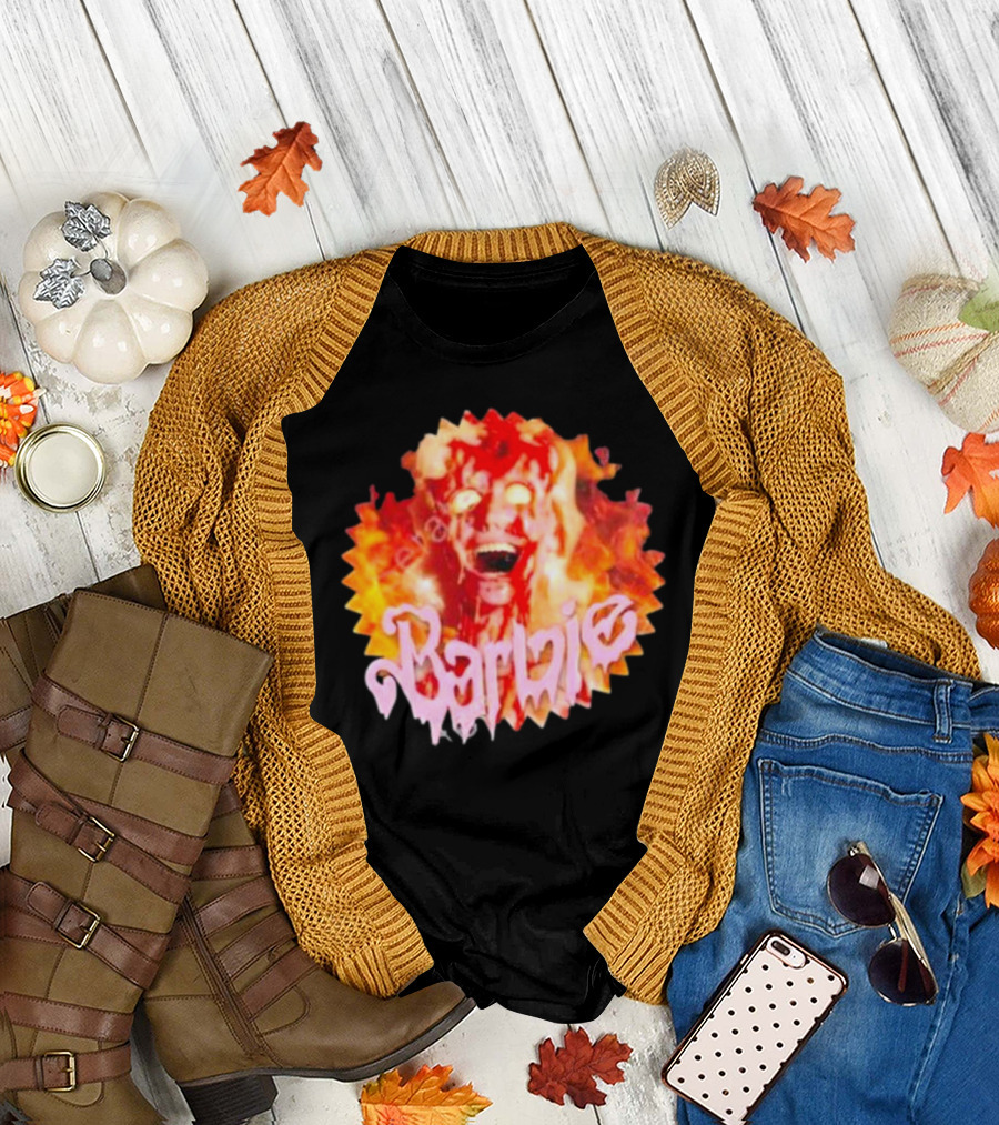 Barbie Burning Flames Horror Face T-Shirt