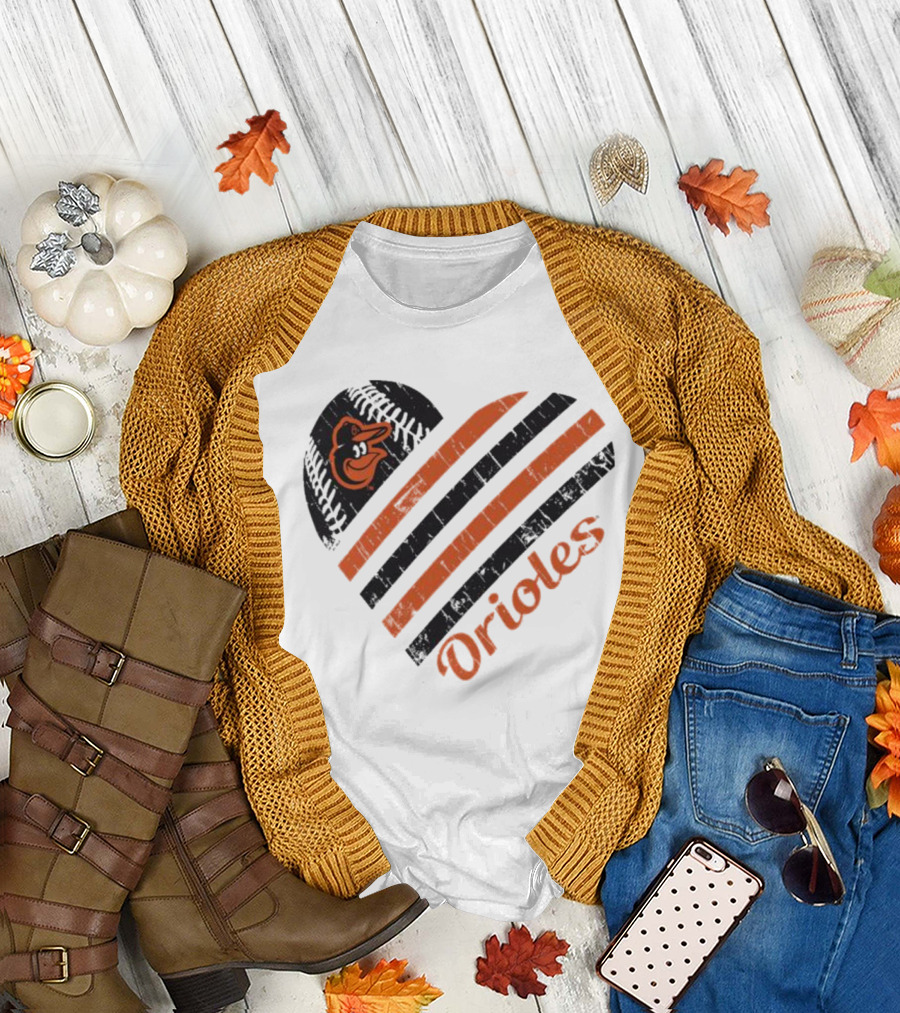 Baltimore Orioles Heart Graphic G-III 4Her by Carl Banks White T-Shirt