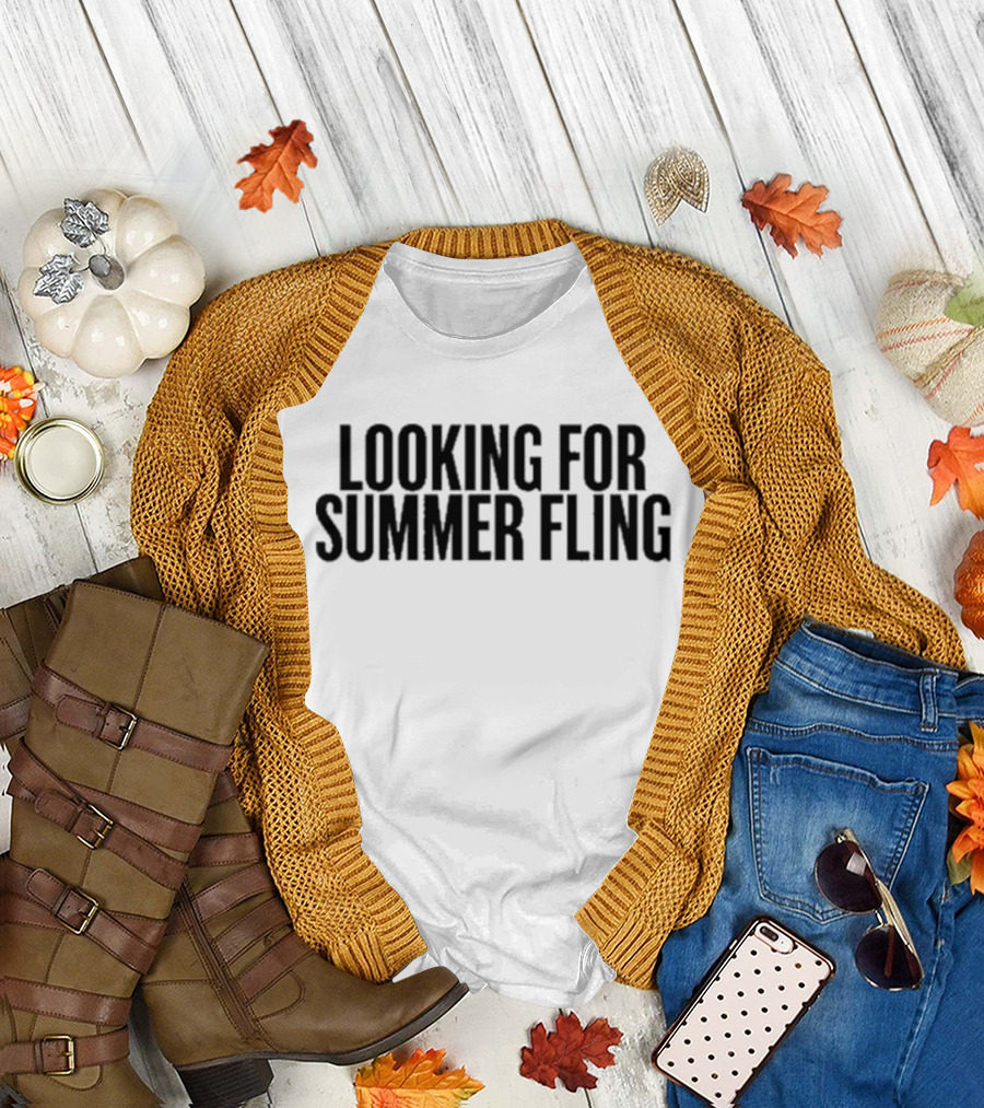 Looking For Summer Fling Black Text Contrast T-Shirt