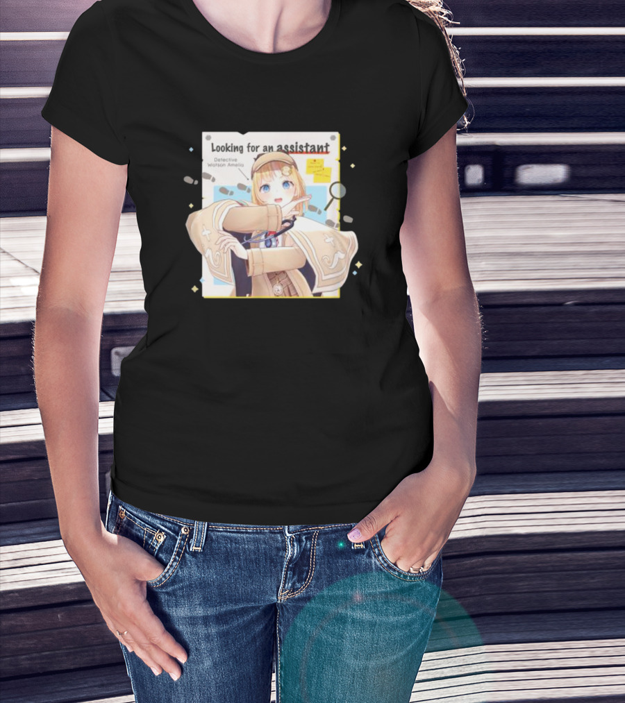 Detective Watson Amelia Looking For An Assistant Magnifying Glass And Notes T-Shirt