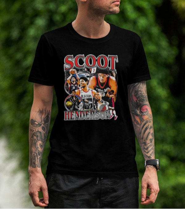 Scoot Henderson Portland Trail Blazers NBA Basketball Montage T-Shirt