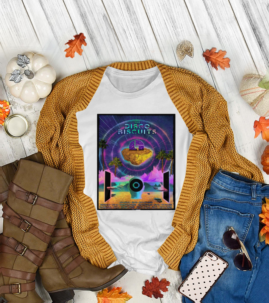 The Disco Biscuits Live at The Roxy Theatre Los Angeles Psychedelic Concert Art with Brain and Palms T-Shirt