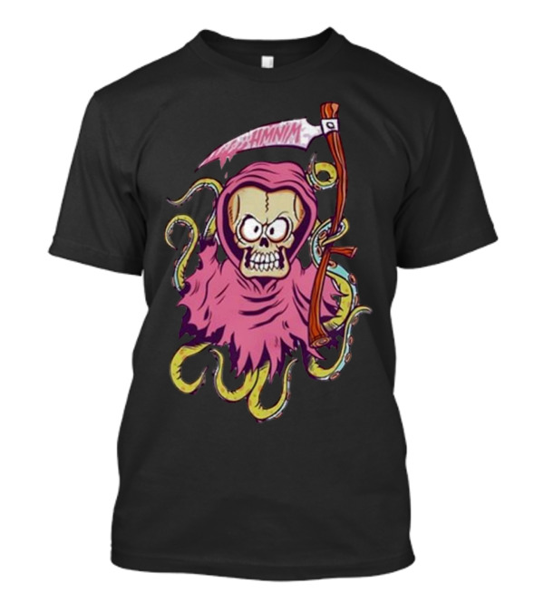 Squid-Hooded Grim Reaper With Tentacles And Outrageous Scythe T-Shirt