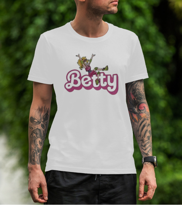Betty Pink Retro Vibes With Joyful Girl T-Shirt