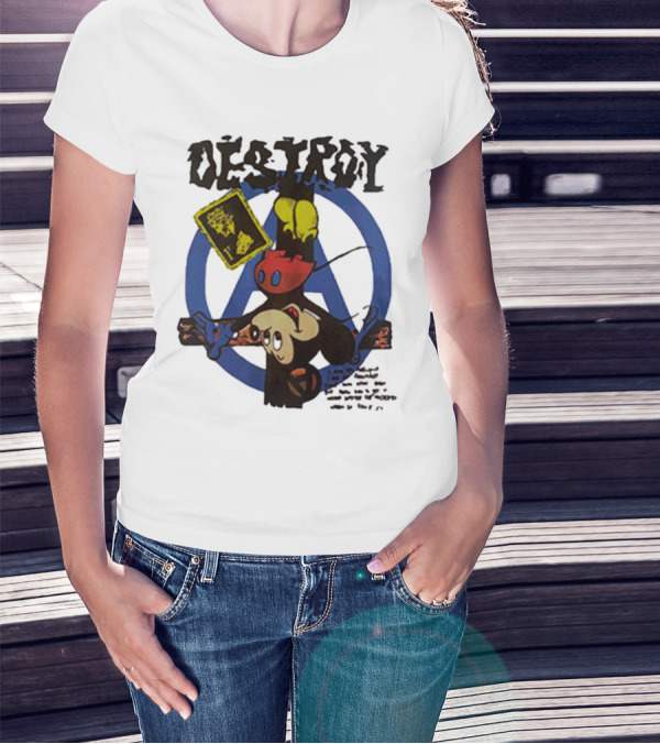 Destroy Crucified Mickey Mouse With Anarchy Symbol Seditionaries T-Shirt
