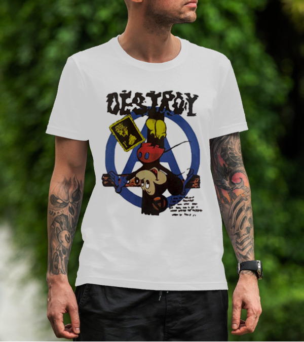 Destroy Crucified Mickey Mouse With Anarchy Symbol Seditionaries T-Shirt