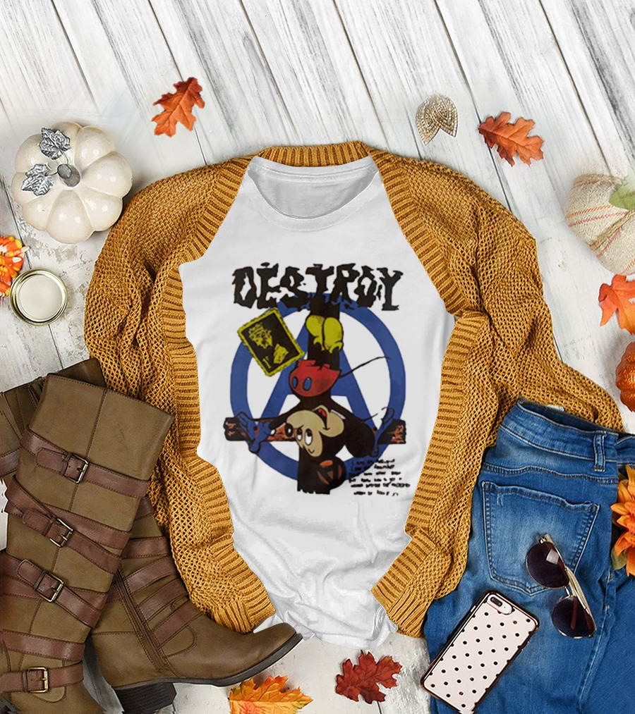 Destroy Crucified Mickey Mouse with Anarchy Symbol Seditionaries T-Shirt