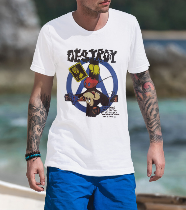 Destroy Crucified Mickey Mouse With Anarchy Symbol Seditionaries T-Shirt