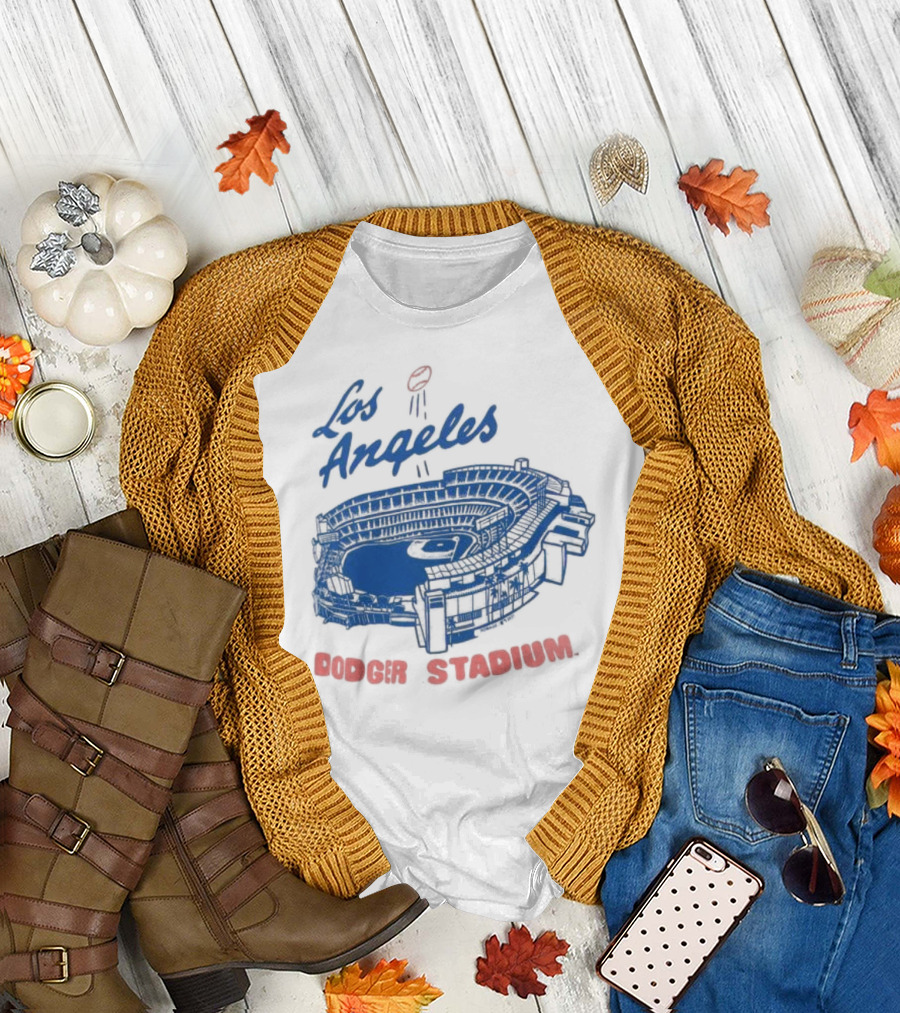 Los Angeles Dodger Stadium Homage Tri-Blend Gray T-Shirt