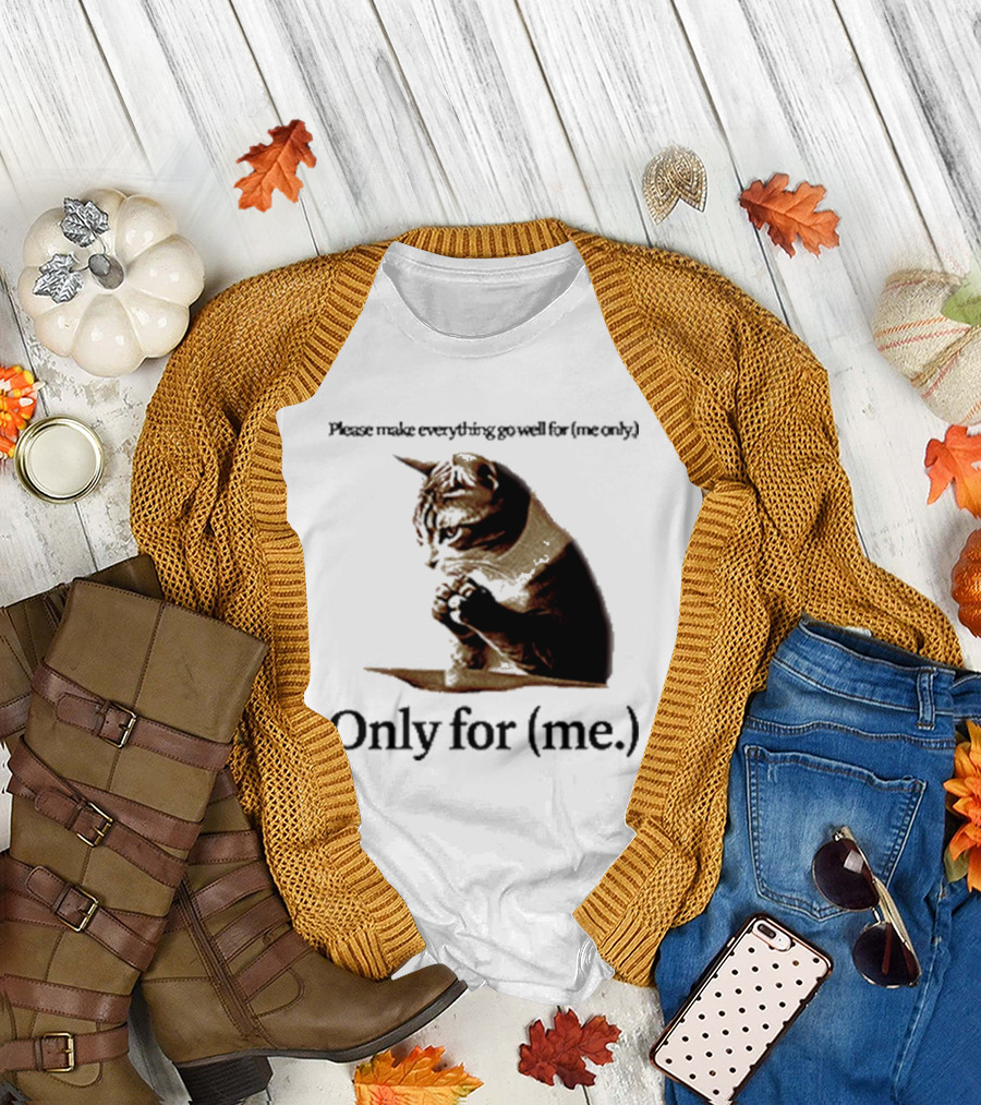 Please Make Everything Go Well for Me Only Praying Cat Only for Me T-Shirt