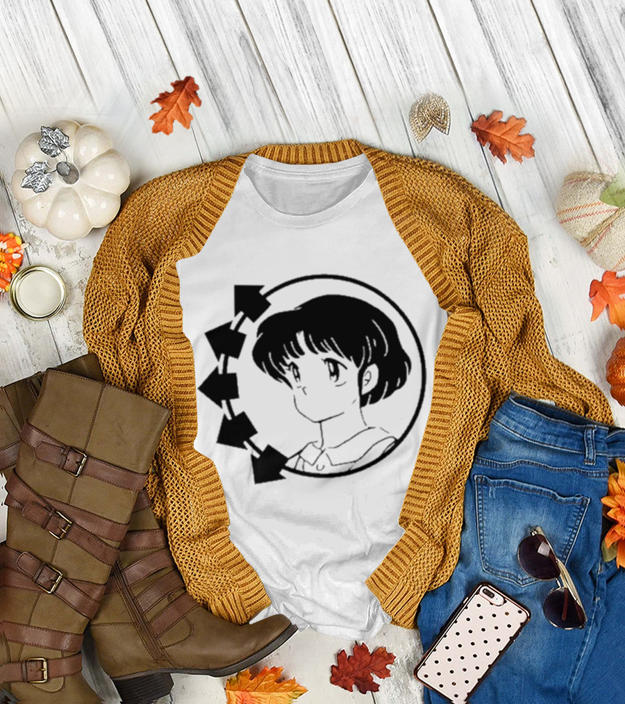 Blink-182 Smiley Akane Tendo Anime Girl Icon in Circle with Arrows T-Shirt