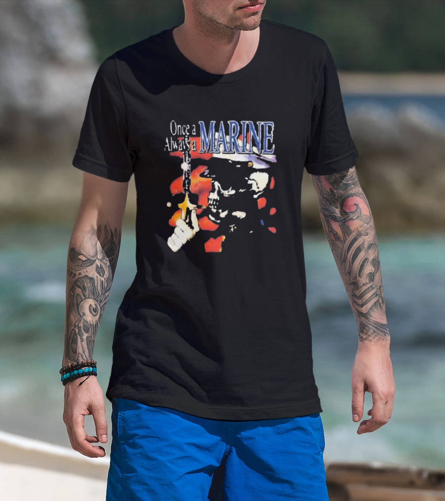 Once A Marine Always A Marine Skeleton With Rifle T-Shirt