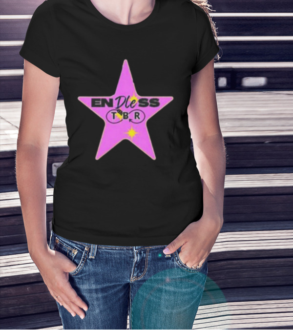 Endless TBR Star Pink Emblem With Books And Dice T-Shirt