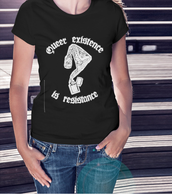 Queer Existence Is Resistance Question Mark Graffiti T-Shirt