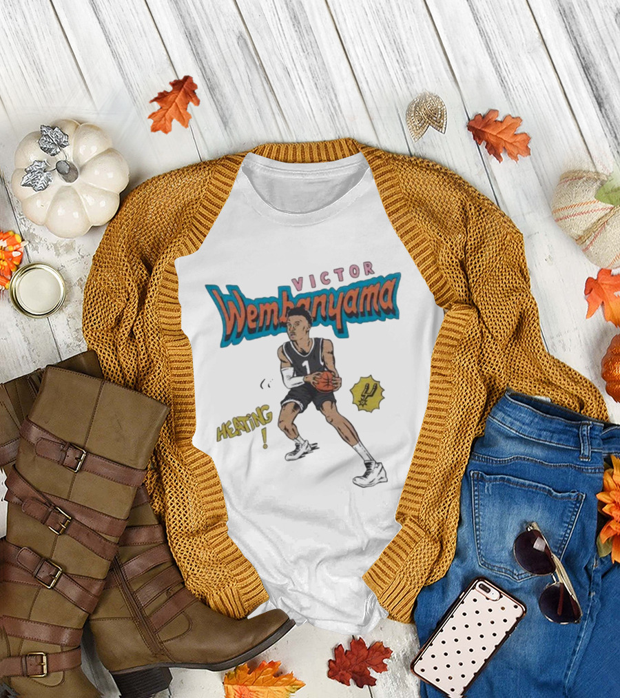 San Antonio Spurs Comic Book Victor Wembanyama Heating Basketball Player T-Shirt