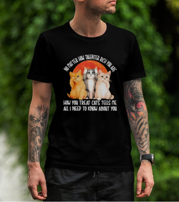 No Matter How Talented Rich You Are How You Treat Cats Tells Me All I Need To Know About You T-Shirt