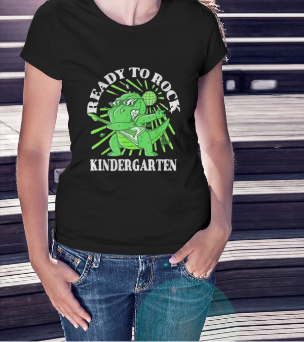 Ready To Rock Kindergarten Rex Guitar Disco Dinosaur T-Shirt